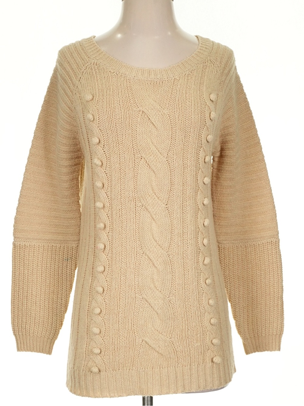 Love Riche Cream Cable Popcorn Crewneck Sweater